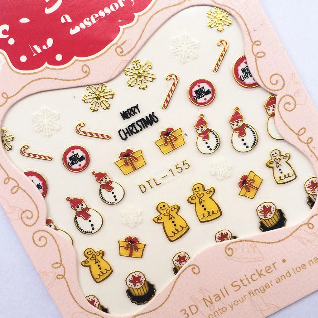 

Новое поступление, наклейки для дизайна ногтей, Счастливого Рождества, 3D золотые элементы, наклейка для ногтей, наклейки для самостоятельно...