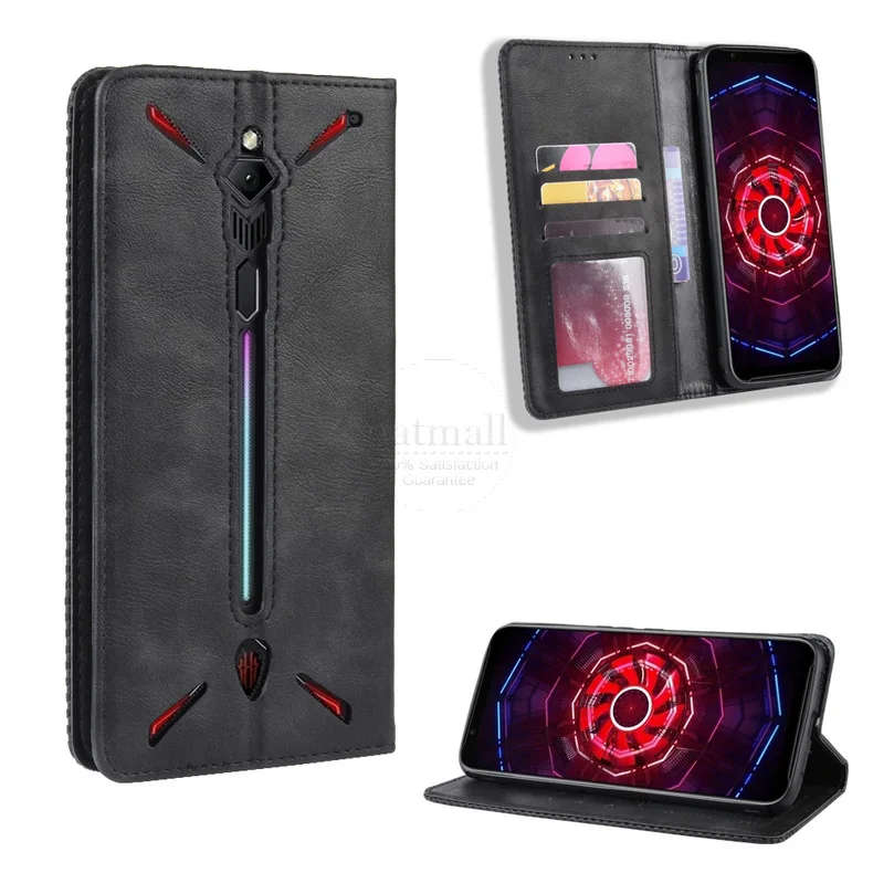 Чехол-книжка для zte Nubia Red Magic 3 3 S, винтажный тонкий кожаный чехол-книжка с магнитной застежкой и подставкой для карт, мягкий чехол, роскошные чехлы для телефонов