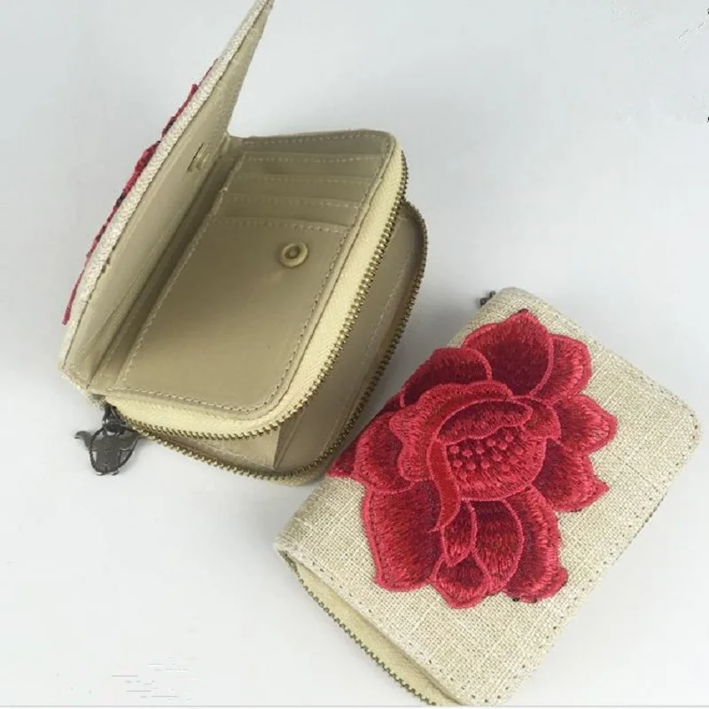 Пион вышивка женские кошельки имитация белье леди кошелек Марка Дизайн Высокое