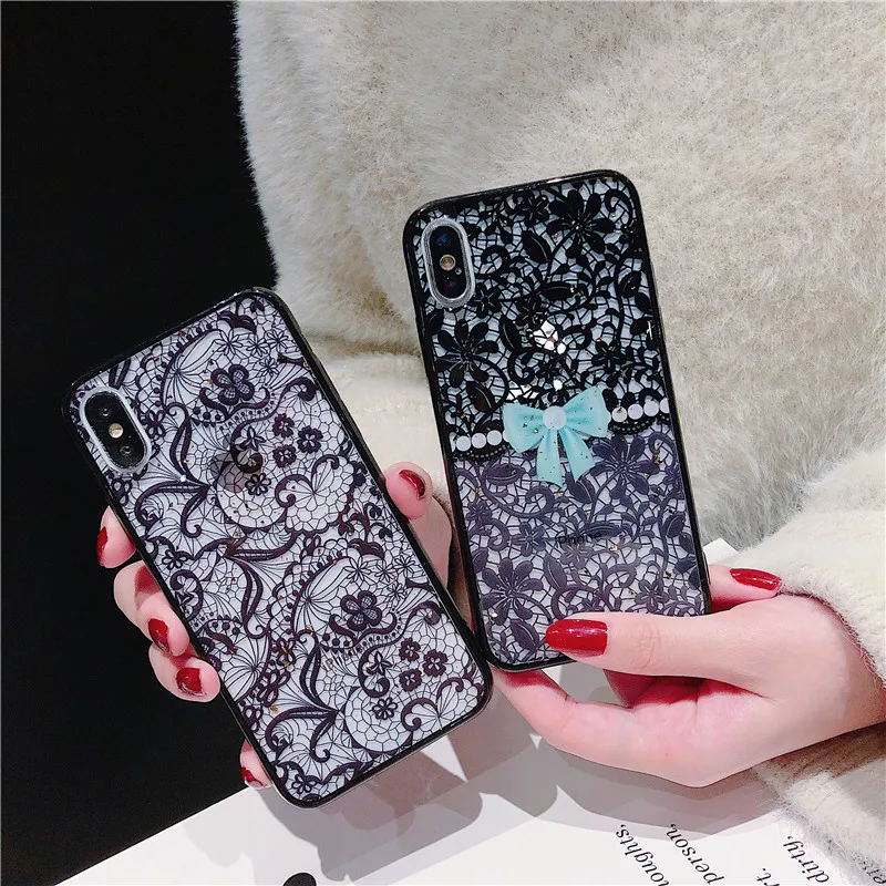 Ourpho Luxury fashion phone case for iPhone X XR XS MAX lace series Case 6 6s 7 8plus | Мобильные телефоны и аксессуары