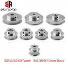 GT2 Timing Pulley 30 36 40 60 Зубья Алюминиевое отверстие 5 6.35 8MM для ширины пояса 6мм 10мм пояс для 3D-принтера Reprap
