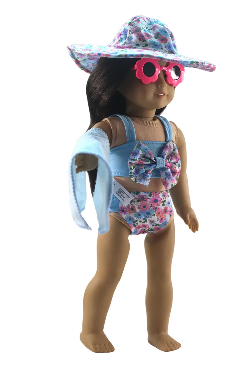 5 в 1 комплект кукольная одежда купальник шляпа синее полотенце солнцезащитные