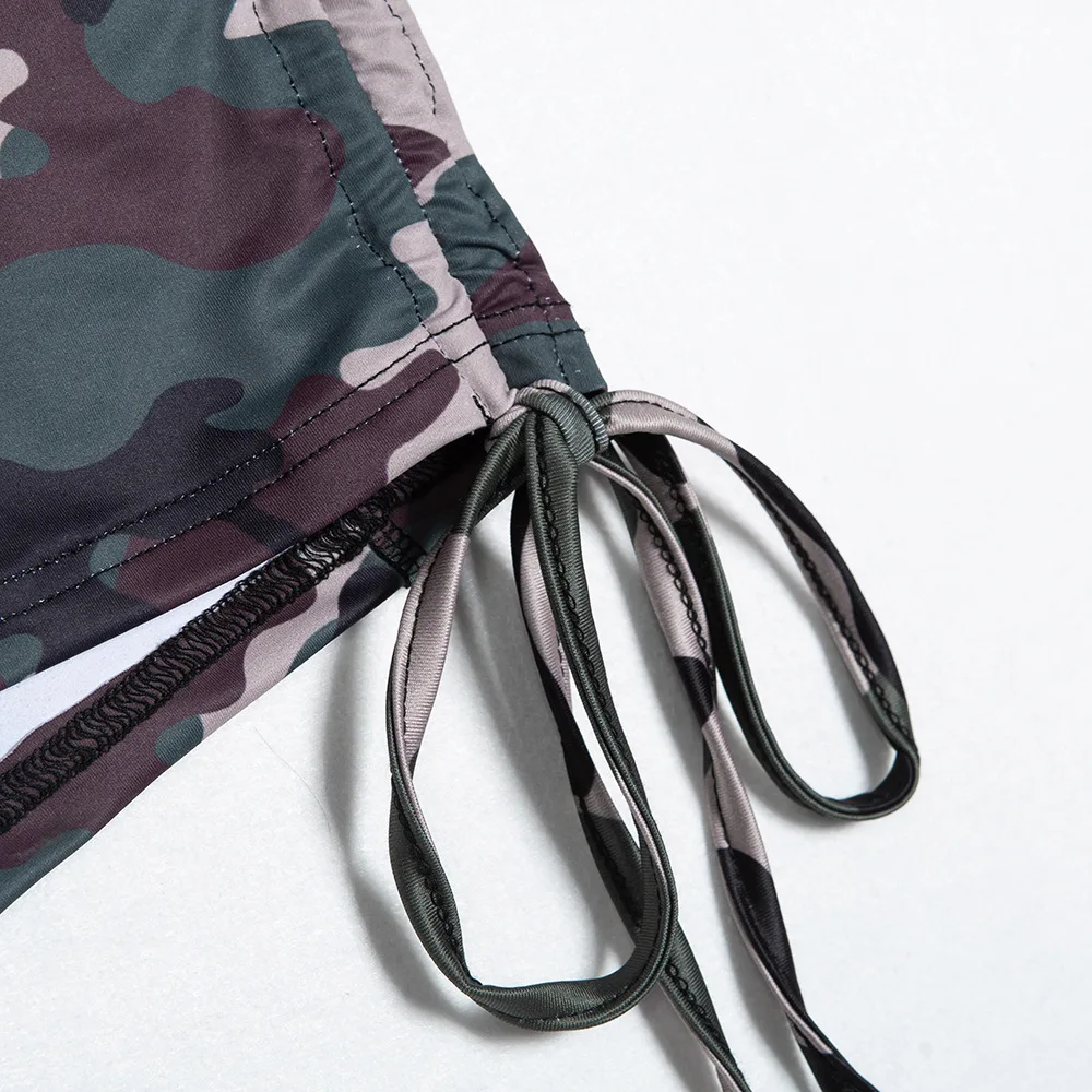 Women Camouflage Fitness Shorts Summer New Side Bandage Sexy Push Up High Waist Shorts Elastic Slim Short Shorts