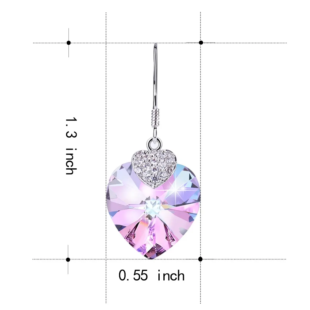 Warme Farben Кристалл от Swarovski женские серьги аметист подвесное сердечко изящные
