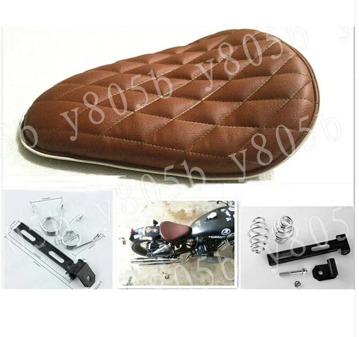 Коричневый алмаз кожа Solo весеннее мотоциклетное сиденье + крепление для Yamaha VStar 400