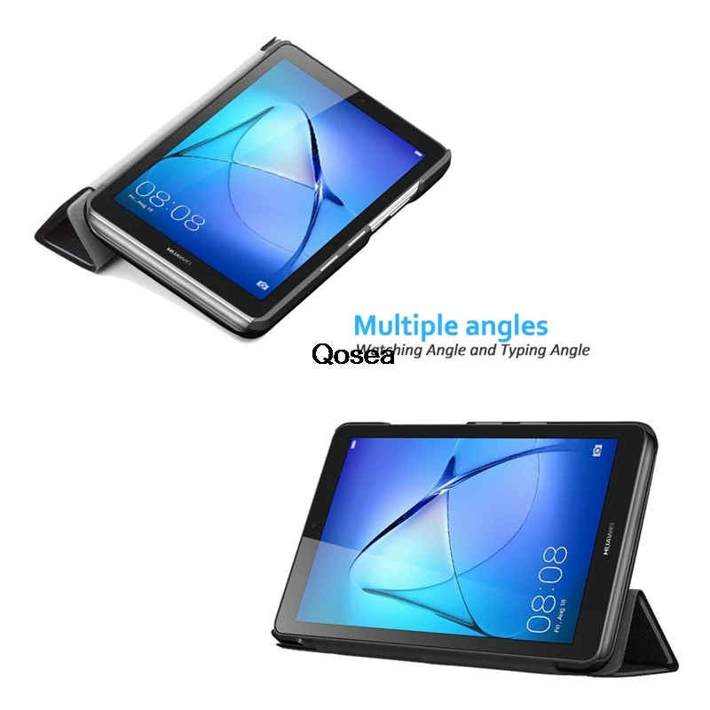Qosea For Huawei Mediapad T3 7 BG2-W09 Luxury PU Leather Smart Stand Case 8 10.0 Tablet PC Cover |