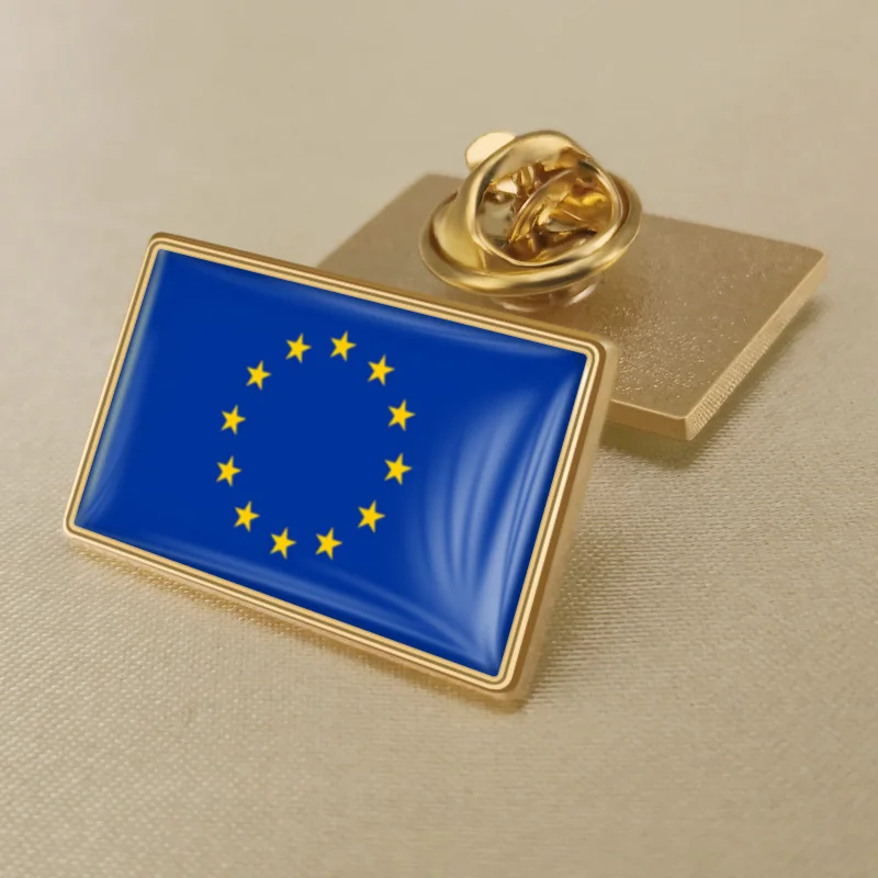 Нагрудные значки с флагом Европейского союза - Окраска металла: Europe Union-RS