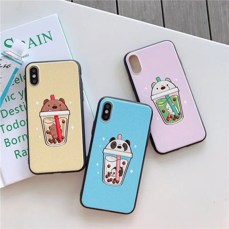 Мультяшный жемчужный молочный чай медведь чехол для телефона iphone Xs Max XR X 8 7 Plus 6S 6