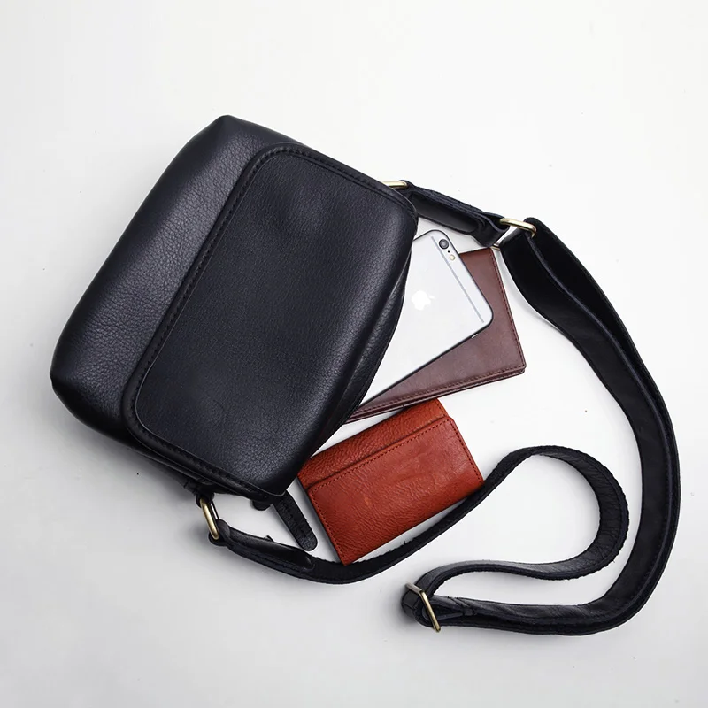 LANSPACE мужская кожаная сумка через плечо маленькая ручной работы модные