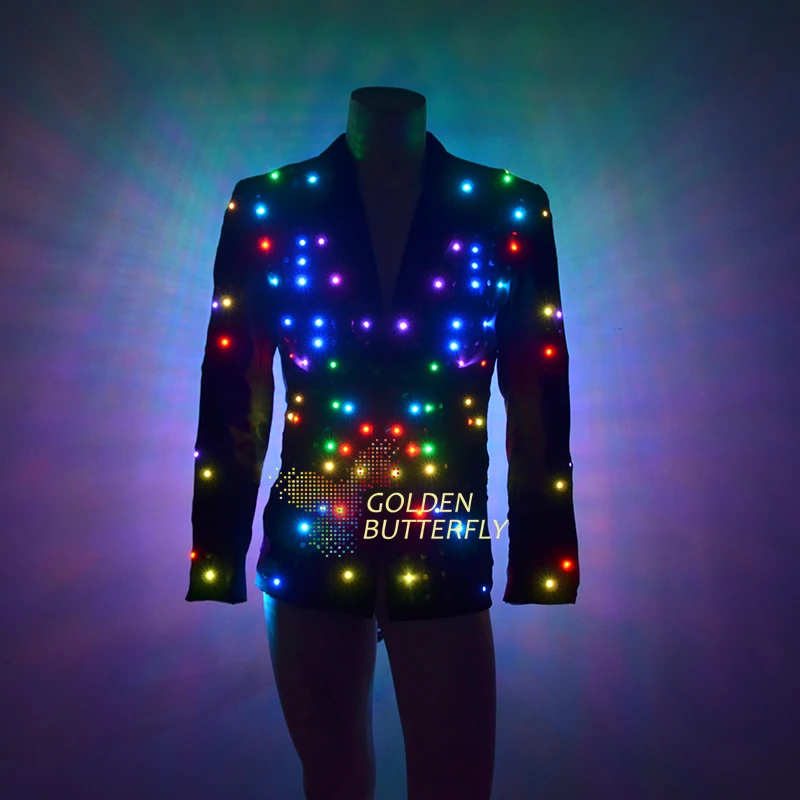 Светящиеся светодиодные костюмы 2017 модная одежда для показа мужской одежды