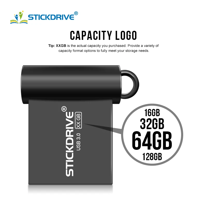 Высокая скорость USB 3,0 Металлический флеш-накопитель 16 ГБ 32 ГБ 64 ГБ 128 ГБ флеш-накопитель супер мини usb флеш-накопитель флешки с цепочкой для ключей