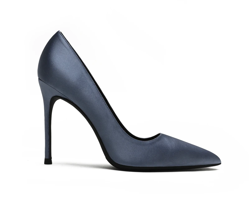 Женские офисные шелковые туфли; сезон осень; женские классические туфли-лодочки на высоком тонком каблуке с острым носком; модные вечерние и свадебные туфли; E0076
