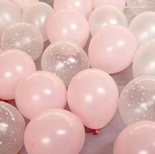 Латексные шары 15 шт. газово-голубого и розового цветов с голубыми звездами