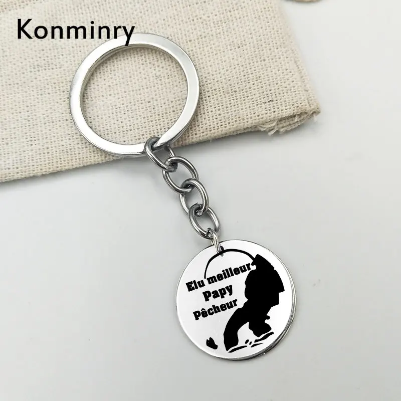 Супер папы из нержавеющей стали Длинные Брелки держатель круглой формы Серебряный цвет дедушка подарки Ювелирные изделия Konminry