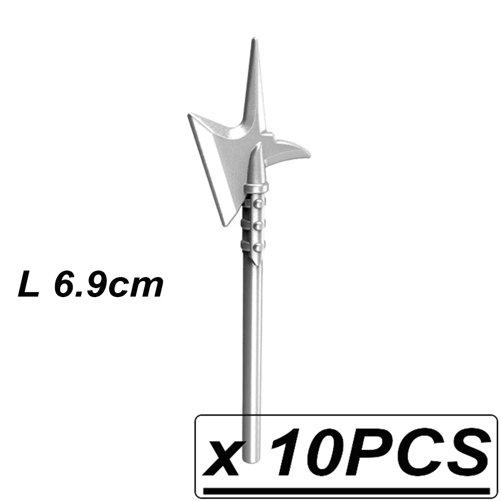 10Pcs PGPJ0012 Средневековье копье топор меч копья MOC средневековые Рыцари оружие строительные блоки кирпичи аксессуары игрушки для детей - Цвет: 10Pcs PGPJ0012