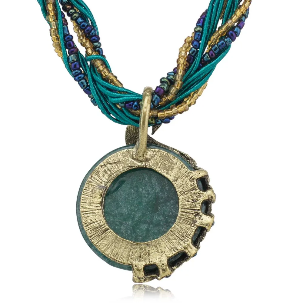 Женское винтажное богемное ожерелье с кристаллами павлина шнур веревка цепочка