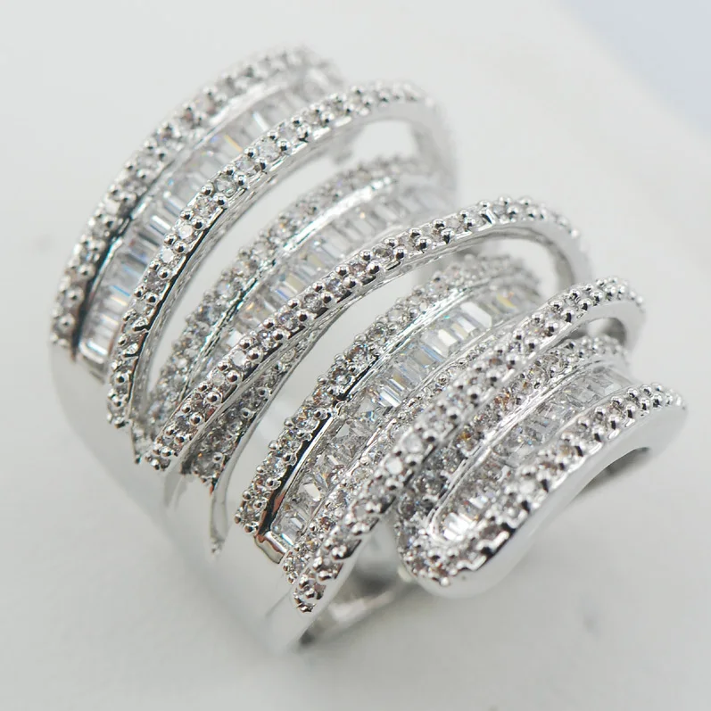 

Micropave White Crystal Zircon 925 Sterling Silver Ring Size 7 8 9 10 11 A12