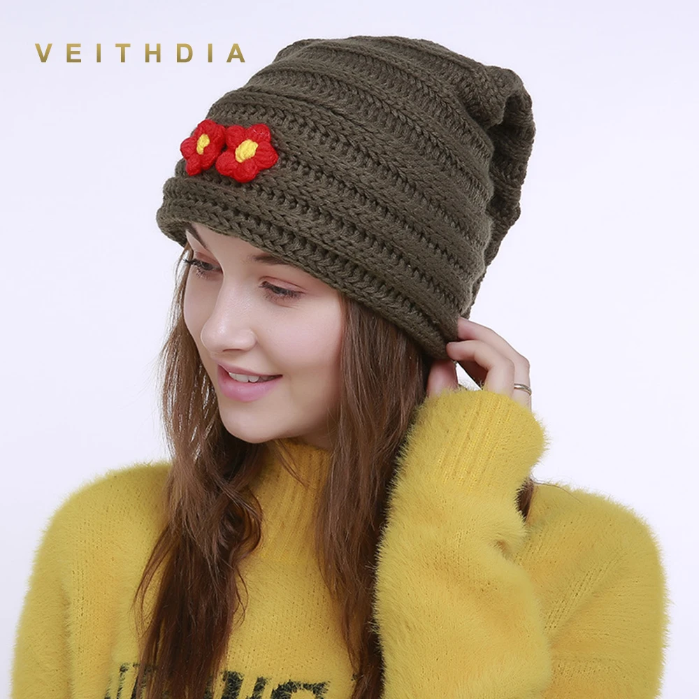 Осенне зимняя вязаная шапка VEITHDIA ручной работы с рождественской ведьмой женские