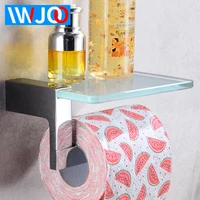 toilet paper holder brass glass creative bathroom roll paper holder with phone shelf tissue paper towel holder rack wall mounted