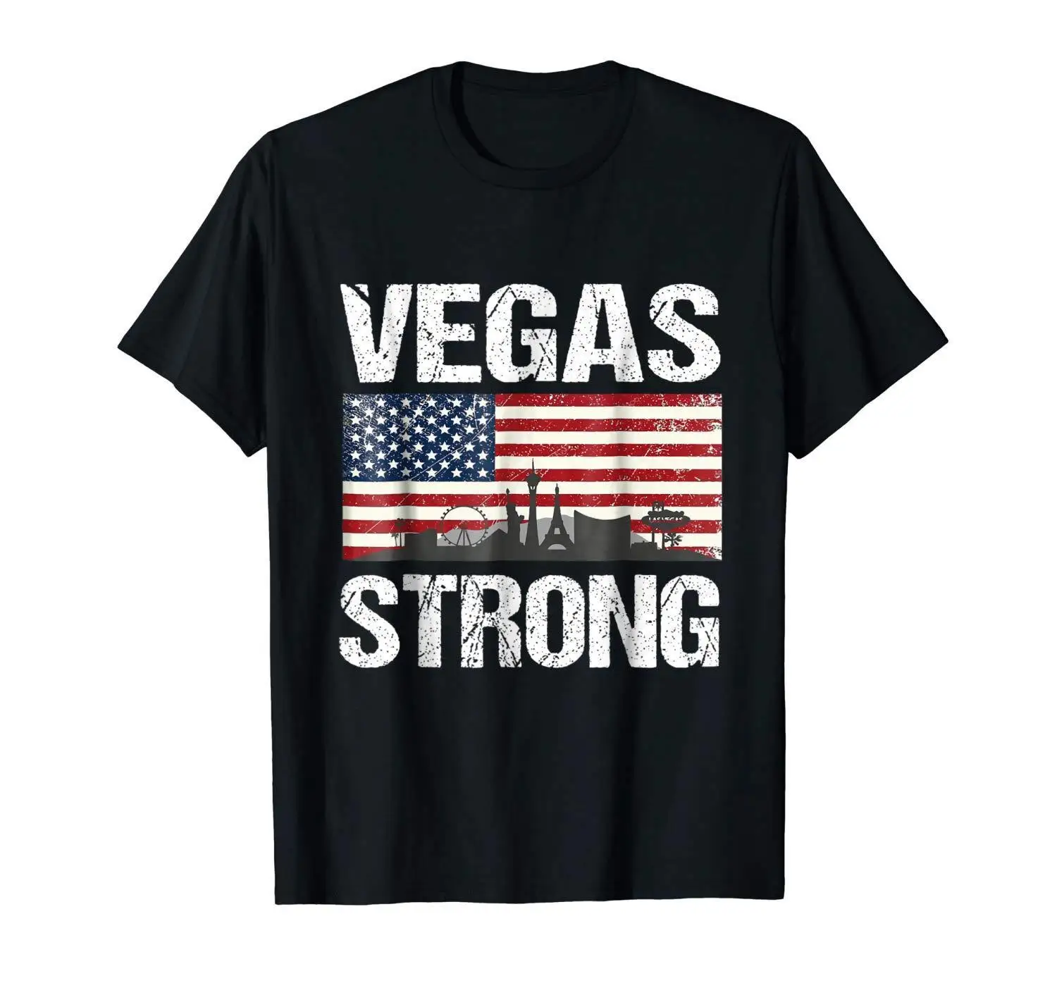 Las Vegas USA Flag Strong Black T-Shirt Cool Casual pride t shirt men Unisex New Fashion tshirt free shipping tops ajax | Мужская одежда