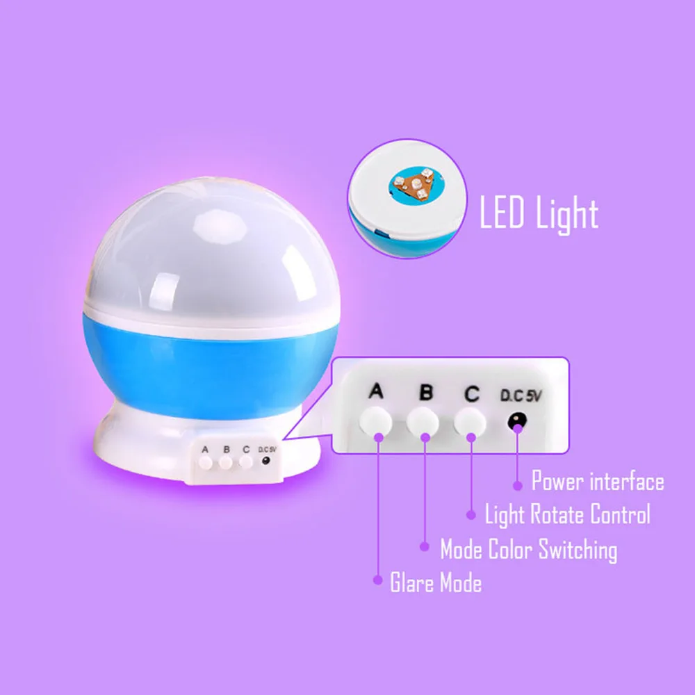 Светодиодная красочная вращающаяся романтическая проекционная лампа с