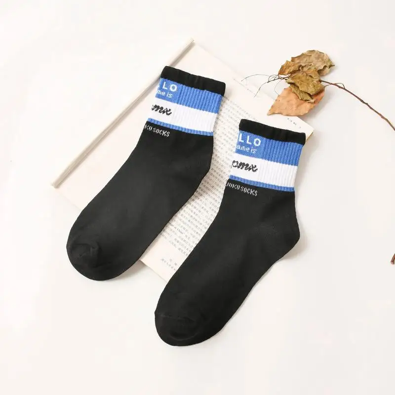 New Harajuku color hello name letters cotton socks wem casual Novelty high quality brand trend design Funny sokken dress | Мужская