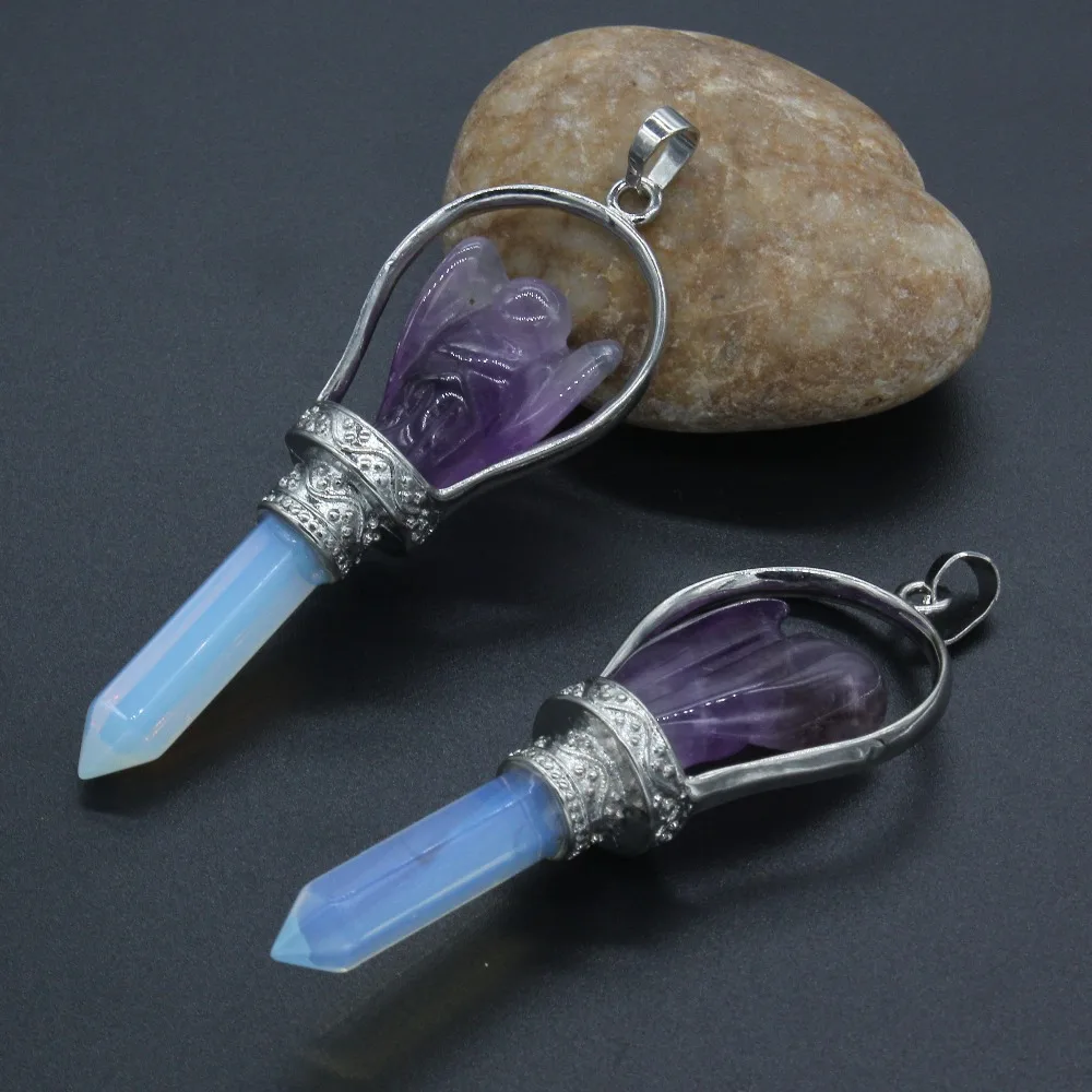 100-Уникальный серебряный покрытый природным фиолетовым кварцем опалитовый шестигранник старинная античная корона подвеска модных украшений.
