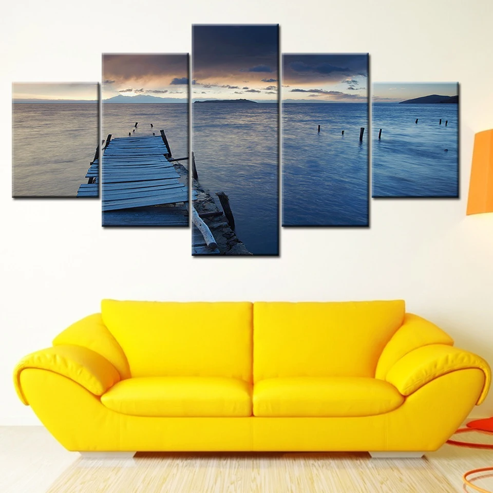 Картина на холсте Небесный морской мост пейзаж 5 шт. Настенная картина модульные
