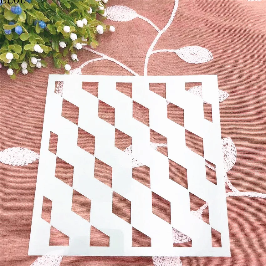 Hote Sale Diamond lattice scrapbook stencils spray plastic mold shield DIY cake hollow Embellishment printing lace ruler | Дом и сад
