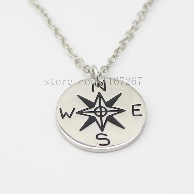 2015 хит! Ожерелье-Компас &quotне все кто бродит потеряны&quot кулон серебряное