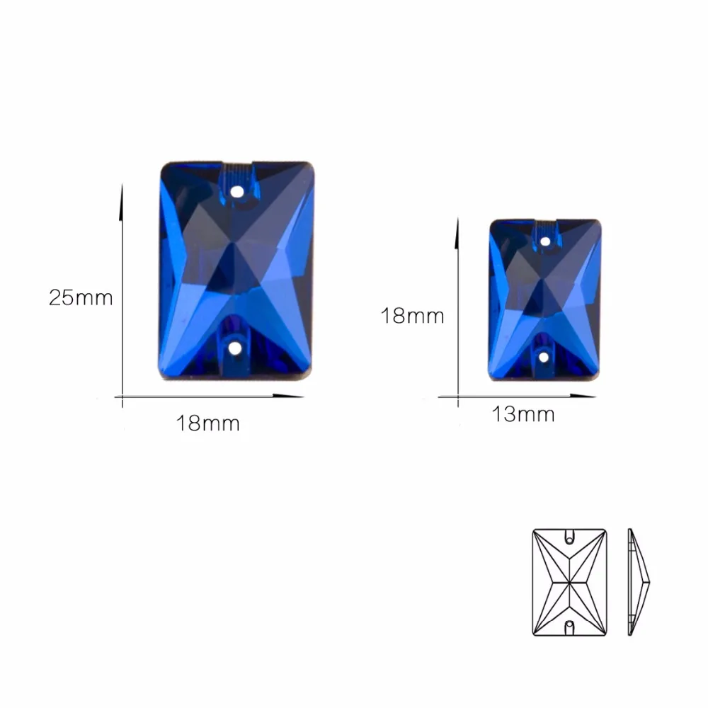 YANRUO 3250 прямоугольные Капри синие пришитые Стразы для шитья платья стеклянные