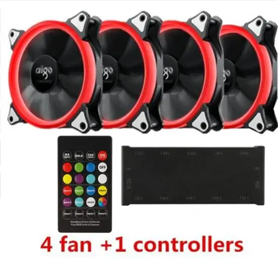 4 fanIR controller Aigo R5pro вентилятор 4 P-12 v aura sync вентиляторы компьютер desktop12cm вентилятор тихий ИК пульт дистанционного управления компьютер охлаждающий RGB чехол вентилятор - Цвет лезвия: 4 fanIR controller