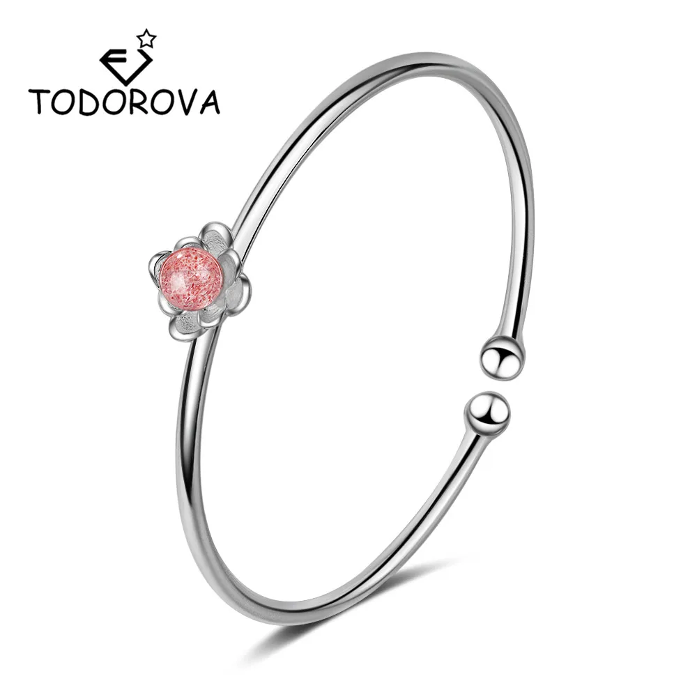 Todorova Lotus браслеты на запястье и для женщин клубничный Кристалл Лунный камень