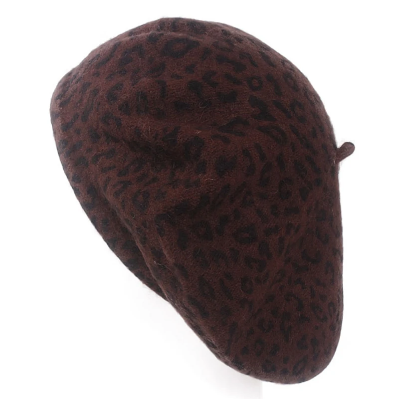 Модные женские Берет кепки осень зима шерсть Leopard Печать 5 цветов Beanie Hat|Женские