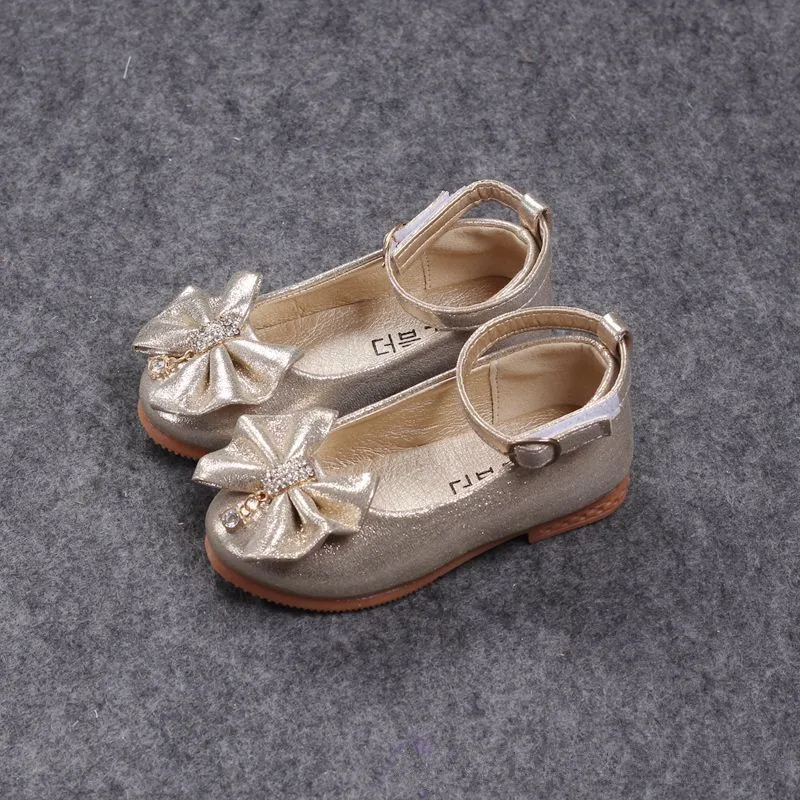 2022 Spring Autumn Fashion Baby Girl Shoes Princess Bow-knot With Rhinestone Pendant Kids Single For Girls Children | Детская одежда и