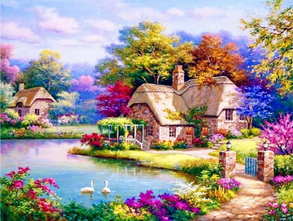 SZGD173 AZQSD Painting By Numbers Pictures Canvas Waterfall Scenery DIY Frameless Oil Painting Landscape Wall Art Home Decor SZGD174 - Цвет: SZGD173