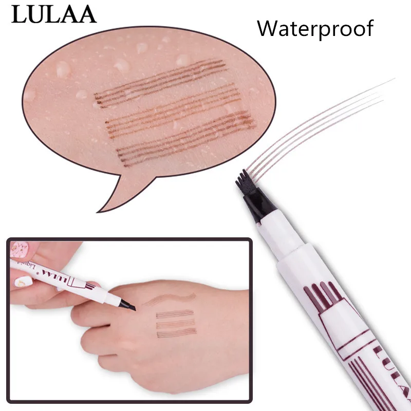 Microblading Eyebrow Pen Tattoo Waterproof Fork Tip Pencil Long Lasting Professional Fine Sketch Liquid Eye Brow | Красота и здоровье