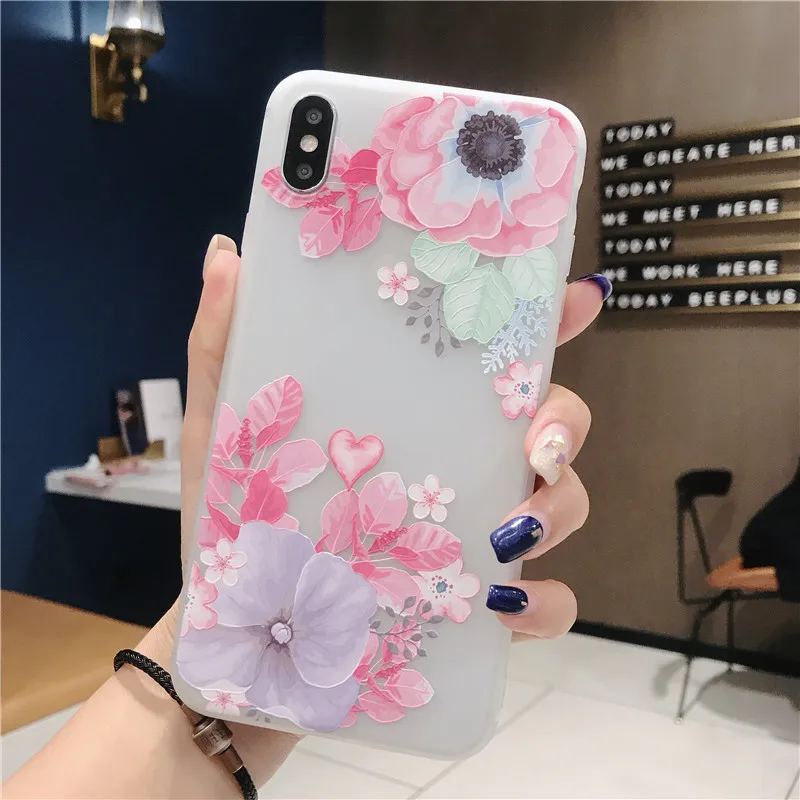 Мягкие силиконовые в форме цветка Чехлы для телефона iPhone XS Max XR X чехол Прозрачный