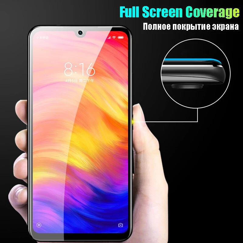 Полное покрытие закаленное стекло для Xiaomi Redmi 7 Note Pro Защитная пленка экрана