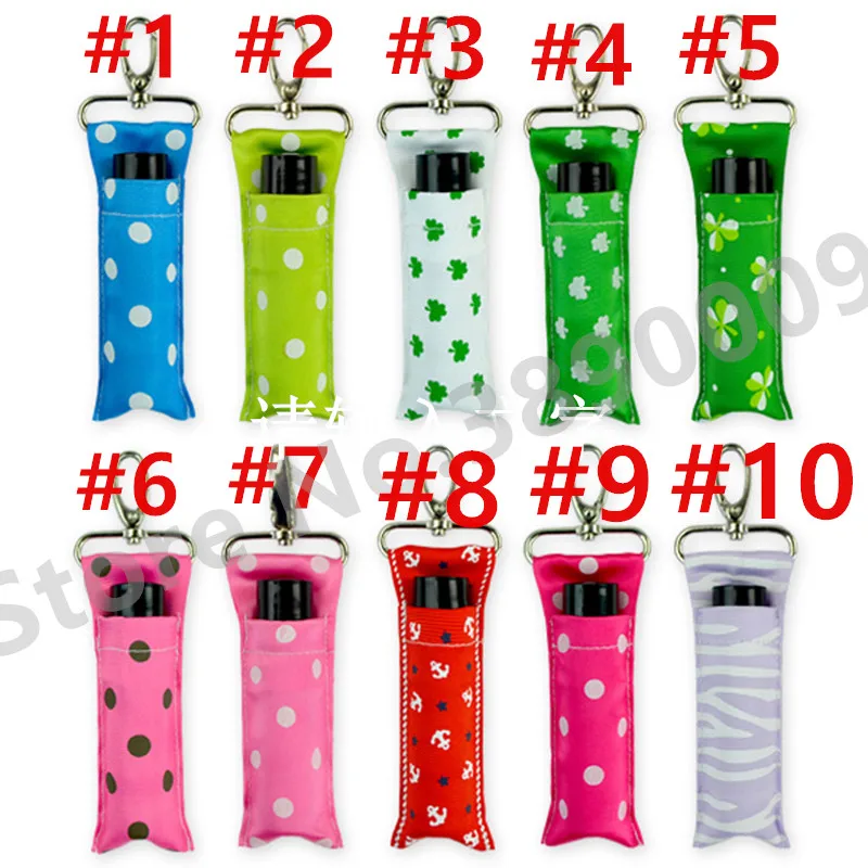 

FREE New Women's Wavy Striped Polka Dot Clover Anchor Print Lipstick Bag Pendant Keychain Fashion Pendant Wallet Keychain