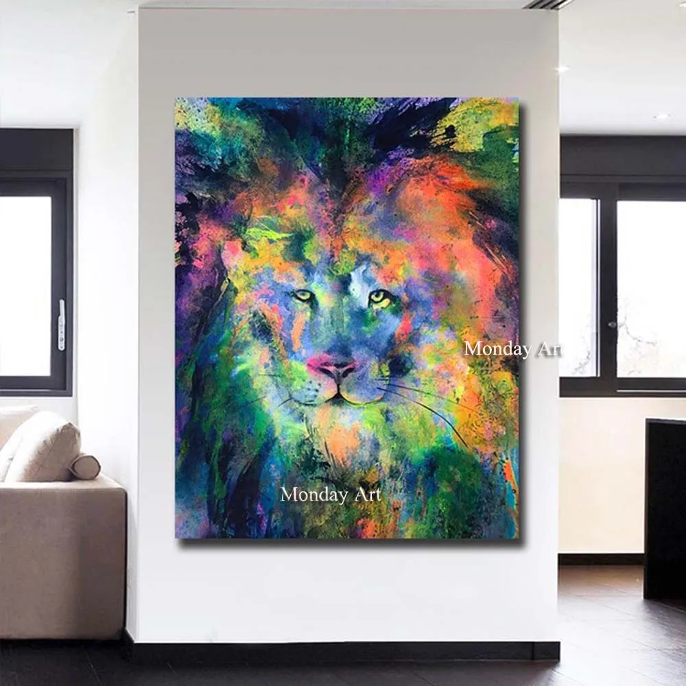 

Decorative Art Handmade Lion Oil Painting On Canvas Living Room Home Decor Wall Paintings Thinking Orangutan Animal Pictures