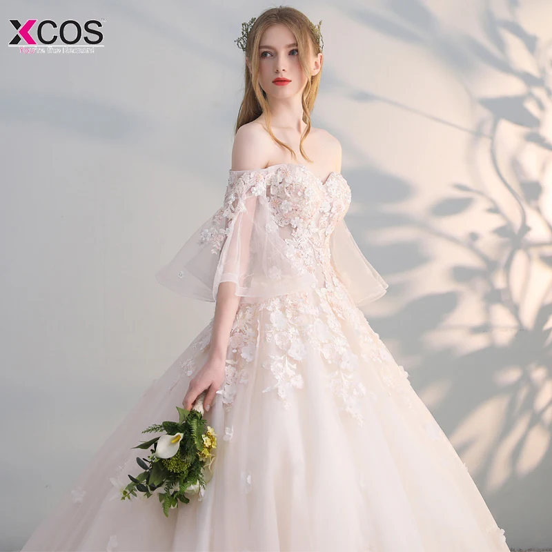 XCOS бальное платье Свадебные платья 2018 новые съемные шлейф аппликационные