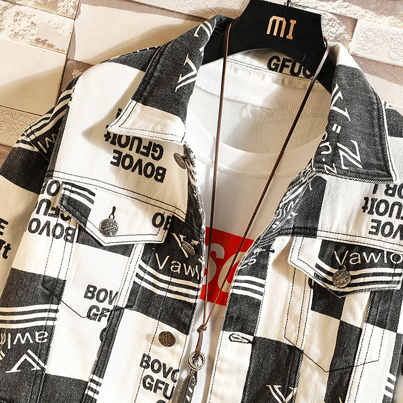 FUODRAO Denim Jacket Fashion Print Bomber Men Hip Hop Streetwear Jaqueta Masculino Japan Style Coats Male 5XL J147 | Мужская одежда
