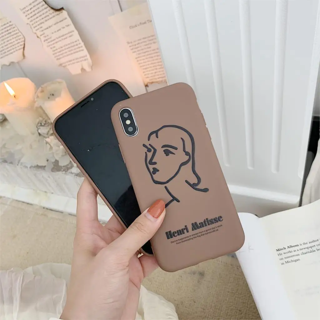 Line art Lovers Phone Чехол для iPhone 6 S 7 8 Plus X XS Max XR henri matisse мягкие чехлы из ТПУ задняя крышка
