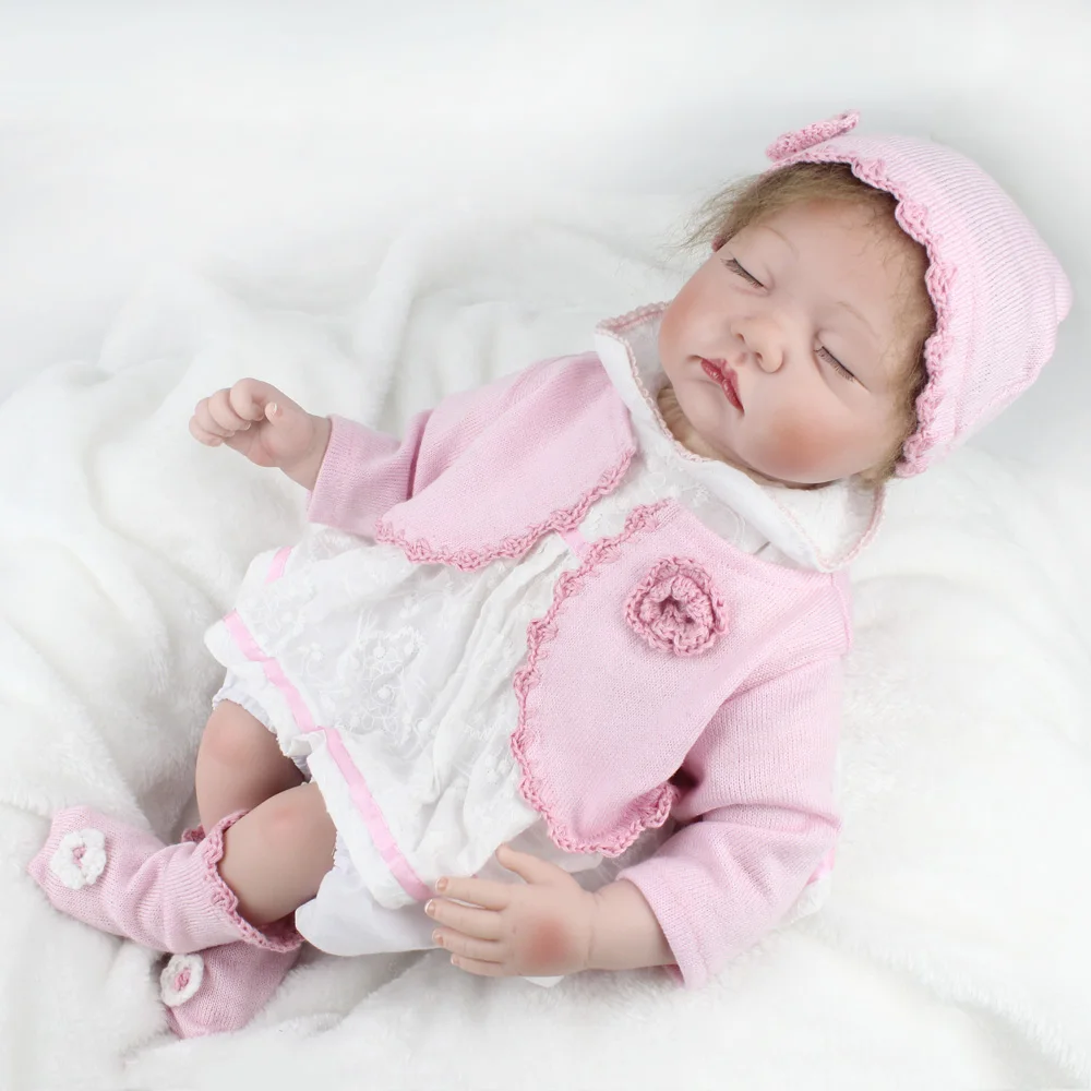 22 дюйма Мягкие силиконовые куклы Reborn 55 см Alive Bebe Реалистичная кукла Menina Sleeping Girl