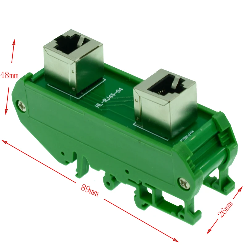 2 x RJ45 female 8P8C Вертикальная плата с монтажным кронштейном Din рейки и монтажной