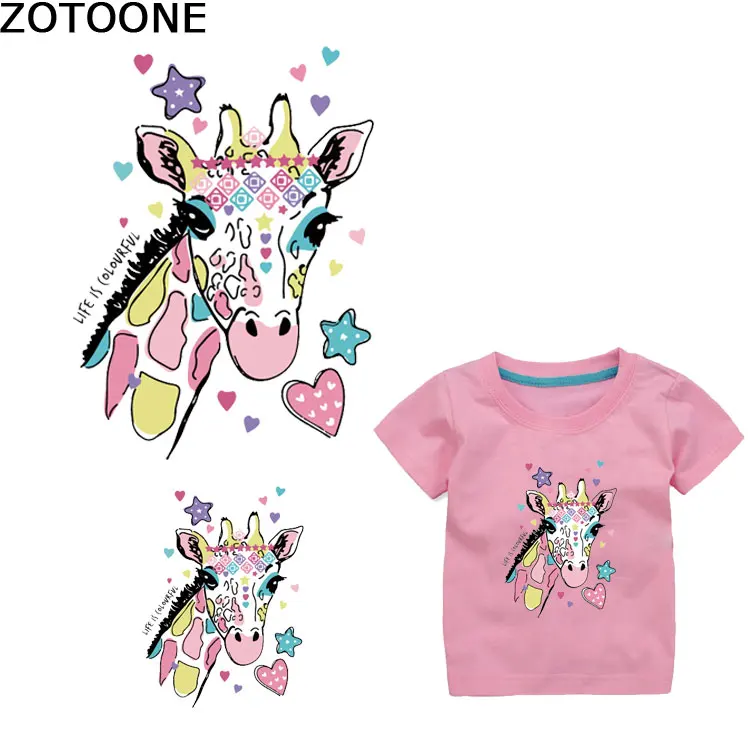 

ZOTOONE Hot transfer patches for women's wear of parent-child clothes DIY color spotted deer cartoon offset press patches D