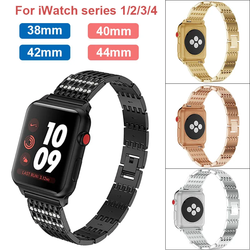 Ремешок Стразы для Apple Watch Band Series 4 3 2 1 38 мм 42 44 40 браслет смарт часов аксессуары