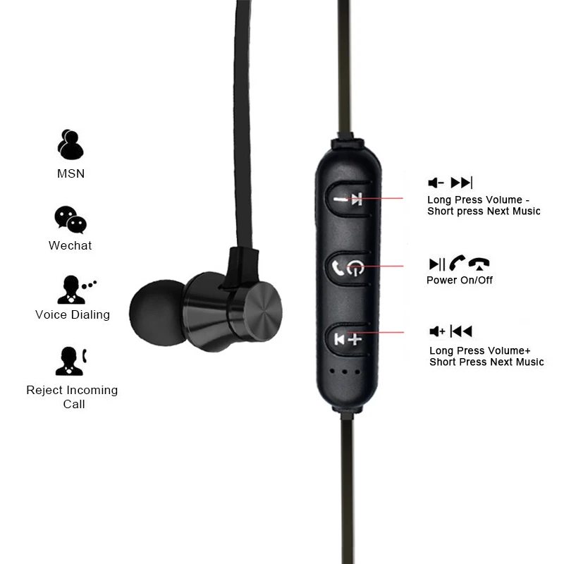 XT11 Магнитная музыка bluetooth 4 2 наушники Беспроводная Спортивная гарнитура с лентой