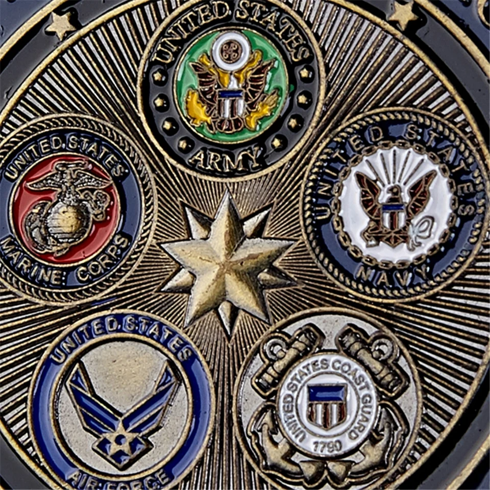 Американская горда, военная семья, пять армии, служа по всему миру с гордыней, США, военная сила, Орел, металлическая наградная монета, коллекционная